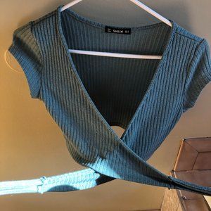 Teal Crop Top with wrap around tie